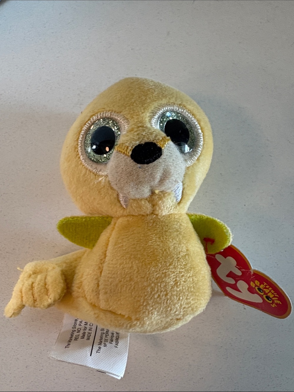 2017 McDonalds Ty ‘Tusk’ Yellow Walrus Teenie Beanie Boo Plush with Sparkly Eyes